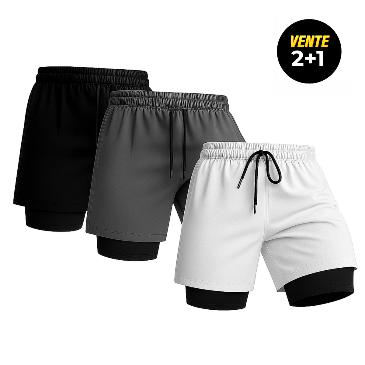 Boxhero Short de Bain 3-en-1 à Séchage Rapide avec Doublure de Compression