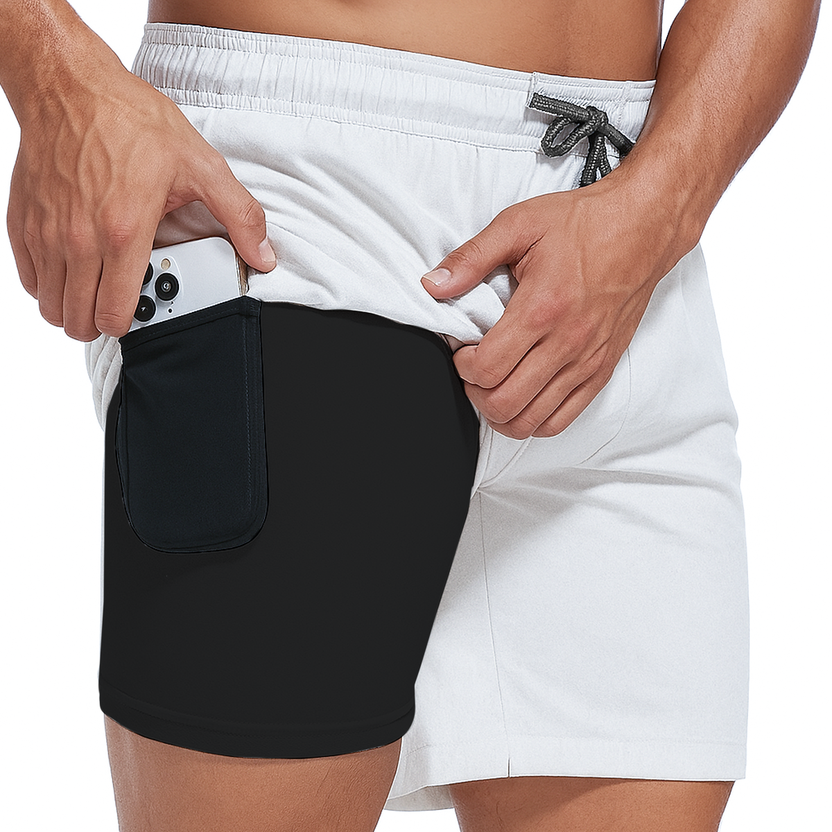 Boxhero Short de Bain 3-en-1 à Séchage Rapide avec Doublure de Compression